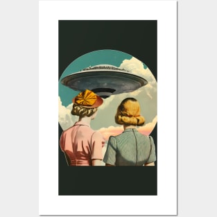 Retro UFO Sighting Collage Artwork Posters and Art